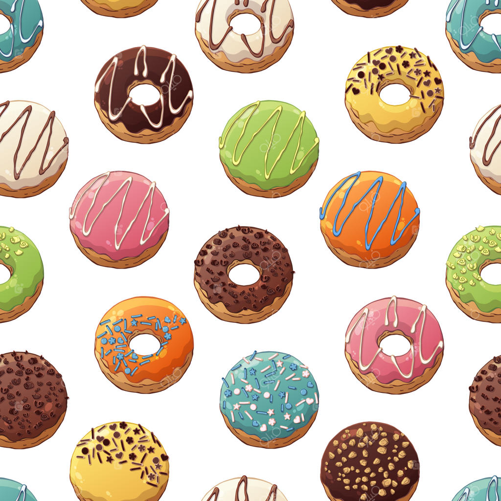 طرح دونات‌های وکتوری با تزیینات متنوع