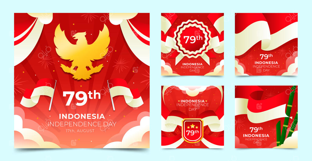 مجموعه پست‌های اینستاگرامی گرادینت روز استقلال اندونزی