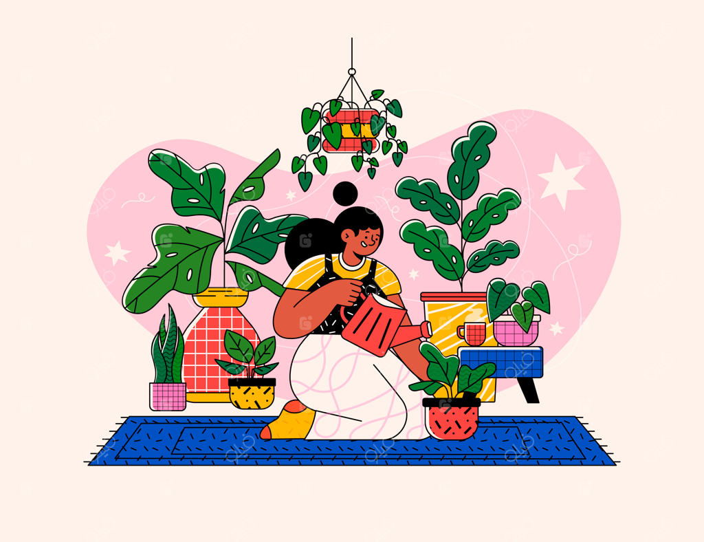 تصویرسازی گیاهان خانگی با دست کشیده شده