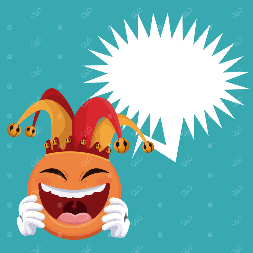 شکلک خندان با کلاه دلقک و حباب گفت‌وجو