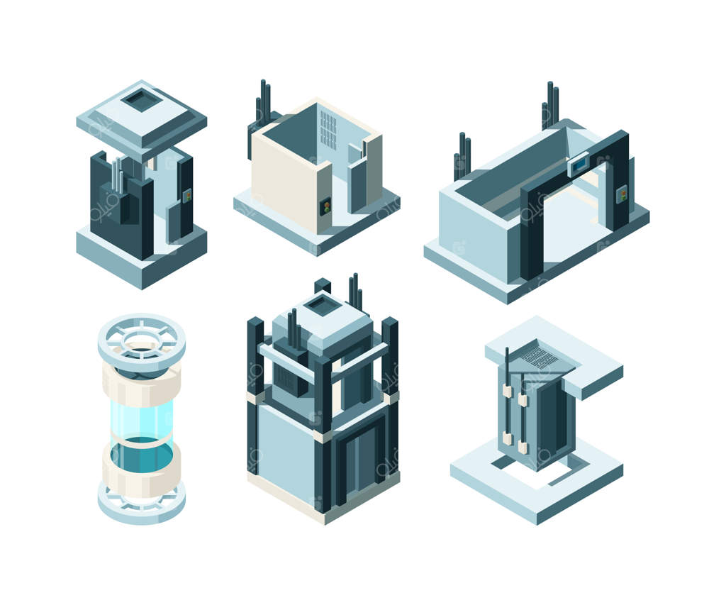 مجموعه آسانسور: درب‌های فولادی و ورودی زیرزمینی کابین و دروازه‌های اتوماتیک