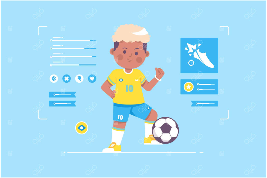 طراحی شخصیت بامزه فوتبالیست برزیلی