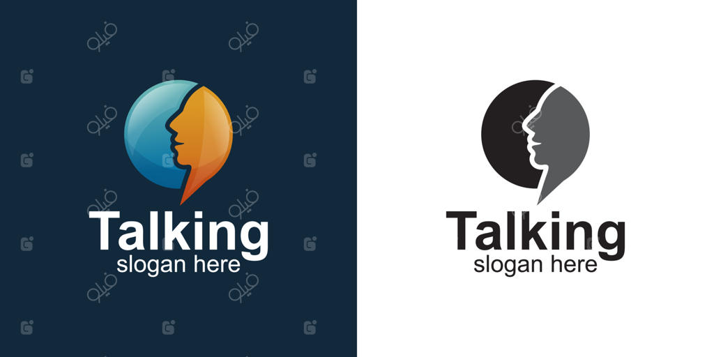طراحی لوگوی چت حبابی با نماد چهره گفتگو