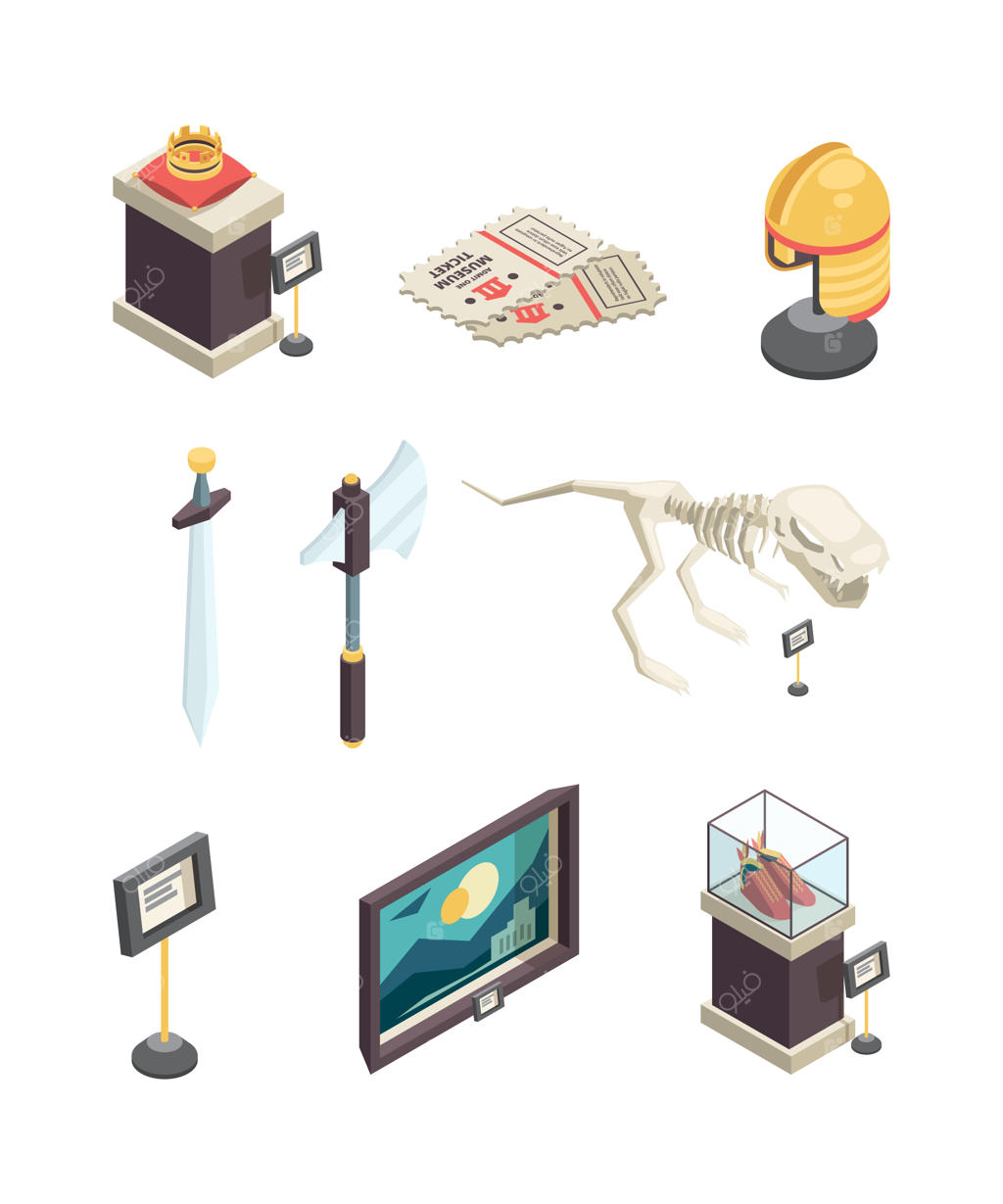 نمایشگاه باستانی: راهنمای موزه دوره قرون وسطی، نقاشی‌های جمجمه و استخوان، زره و طراحی ایزومتریک در عصر دیرینه‌شناسی