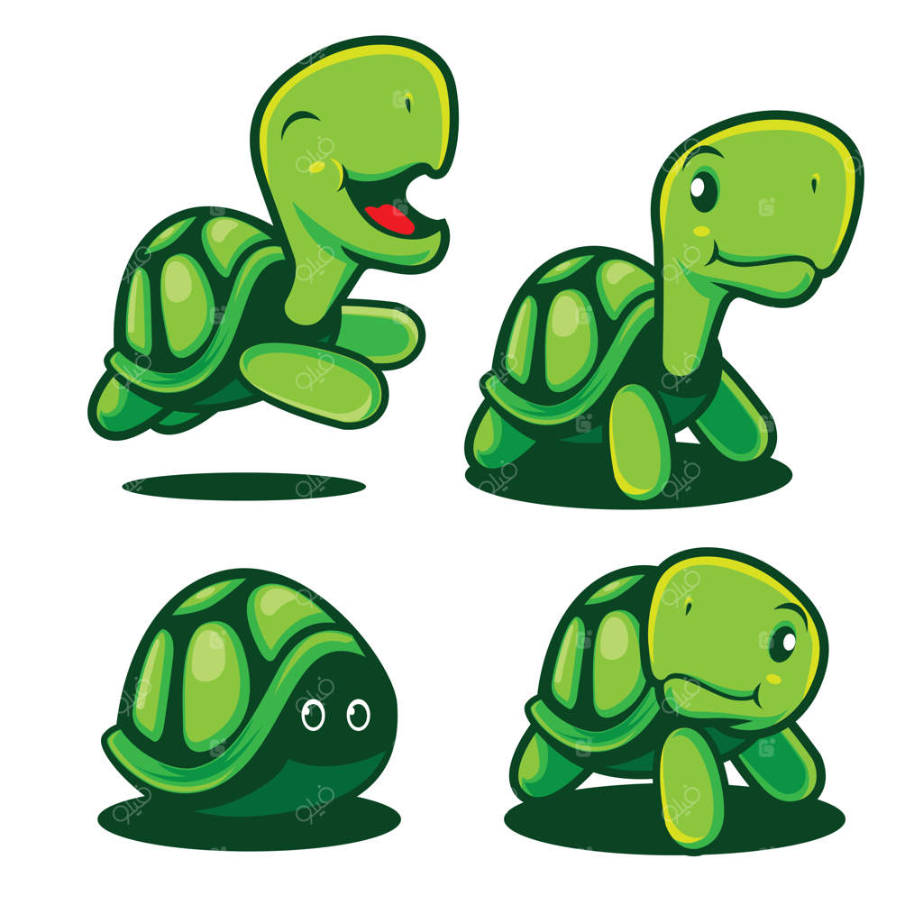 تصویر بامزه و دوست‌داشتنی از لاک‌پشت سبز به عنوان نماد.