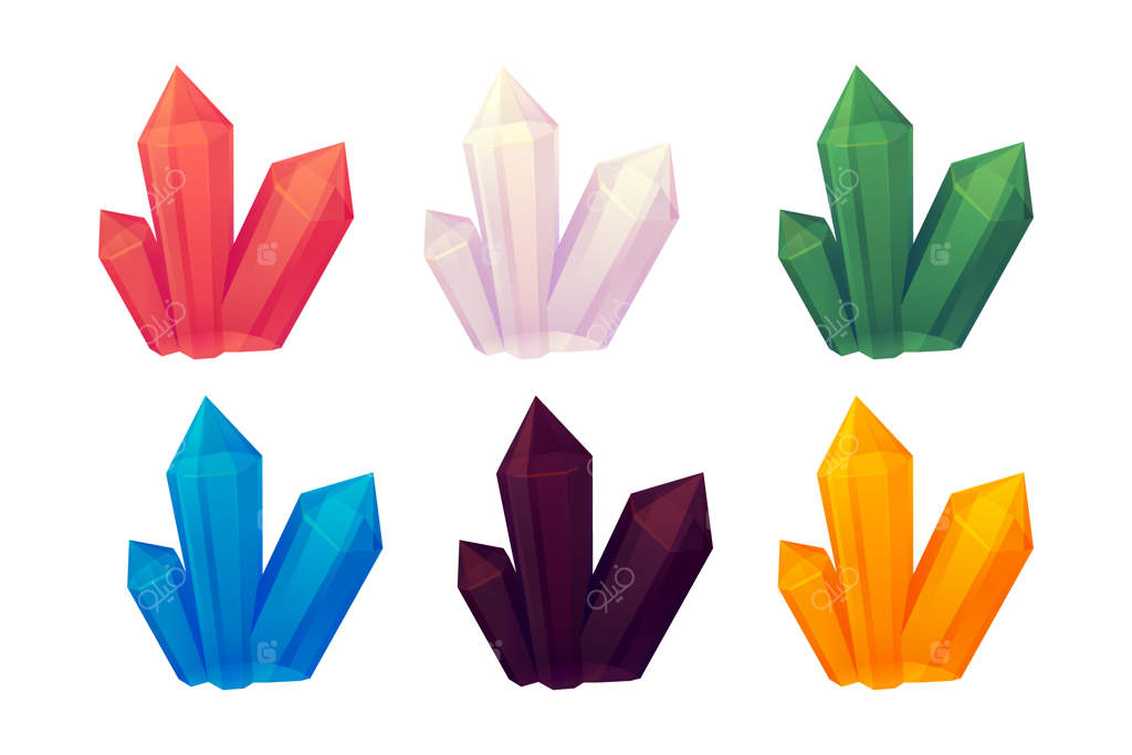 مجموعه‌ای از کریستال‌های رنگی