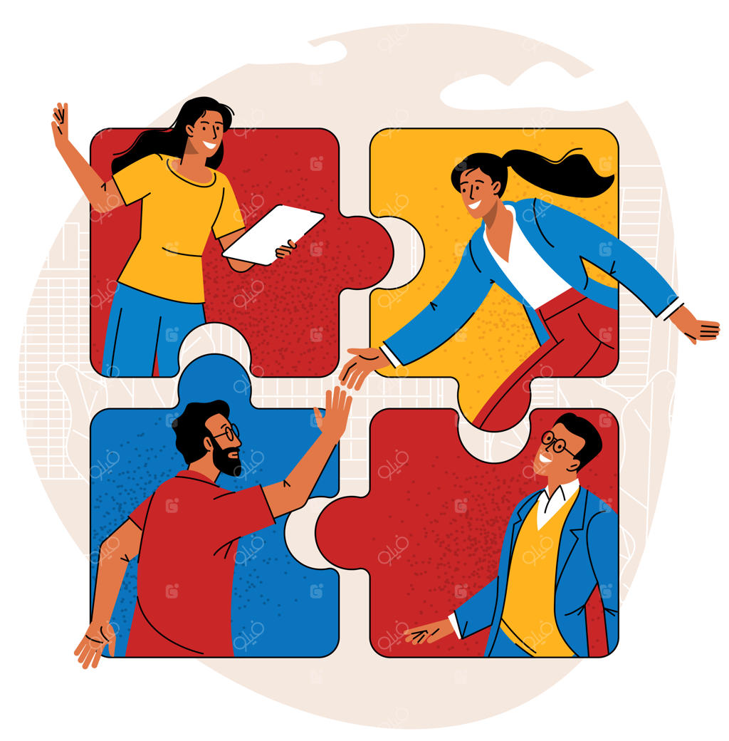 افرادی در حال اتصال قطعات پازل