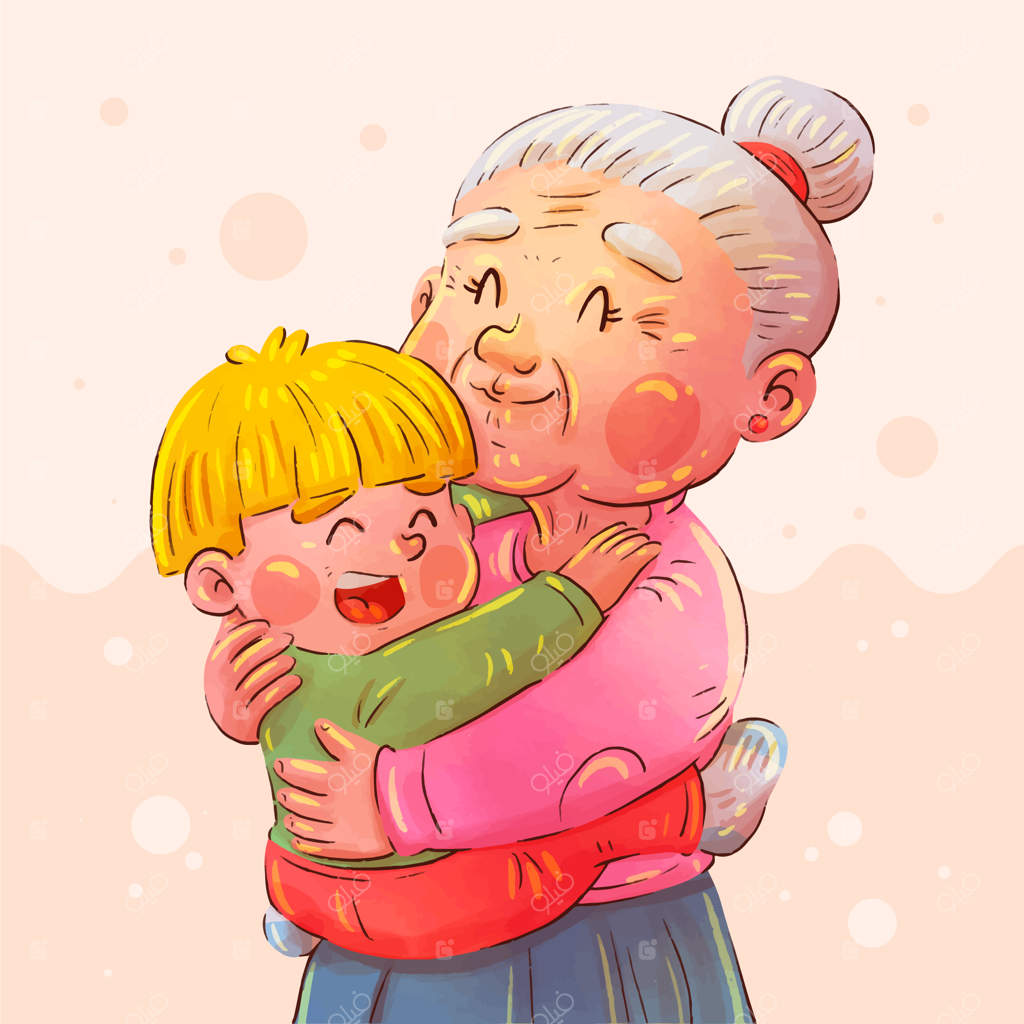 تصویرسازی روز پدربزرگ و مادربزرگ با آبرنگ