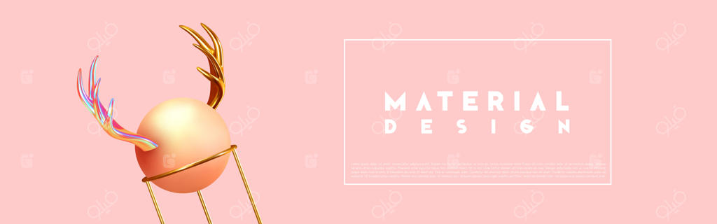 طراحی مینیمال با اشکال واقعی اجسام سه‌بعدی: عناصر حجمی فلزی طلایی بر روی زمینه صورتی