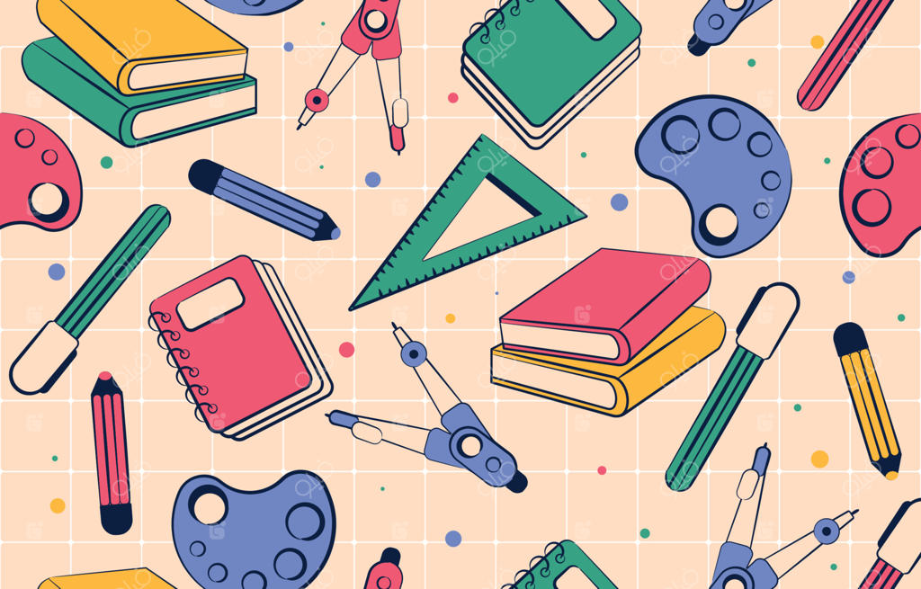 زمینه یکپارچه با طرح لوازم التحریر مدرسه
