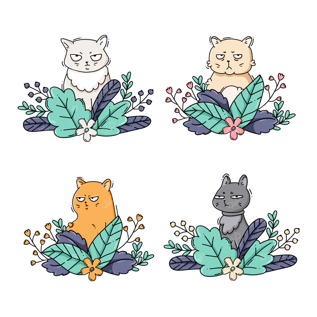 مجموعه‌ای از گربه‌ها در بوته‌ها