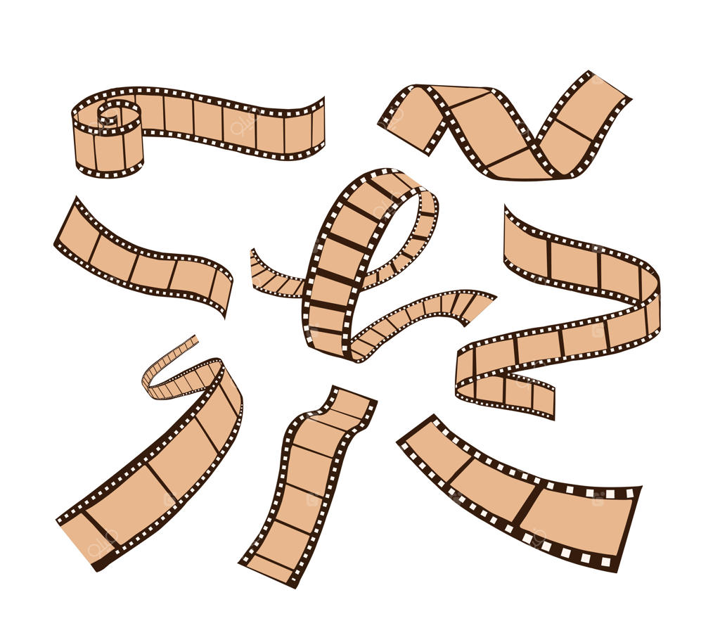 مجموعه‌ای از تصاویر نواری فیلم‌های موج‌دار قدیمی، شامل حلقه‌های سینمای کلاسیک برای جشنواره‌های فیلم، پروژه‌های عکاسی، طراحی‌های رترو و داستان‌سرایی خلاقانه