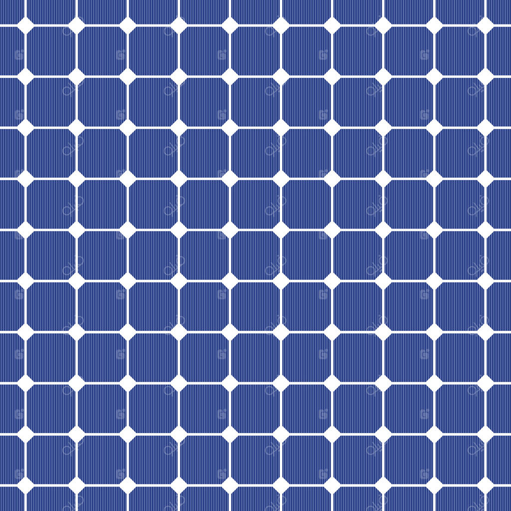 پترن یکپارچه پانل‌های خورشیدی آبی که نور خورشید را به برق تبدیل می‌کنند