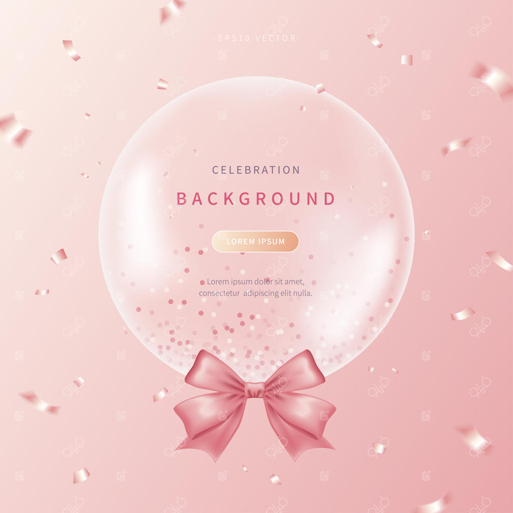 پس‌زمینه جشن با بادکنک‌های رنگی و واقعی نرم