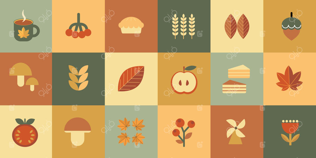 نمادهای برداشت پاییزی: پذیرای روح پاییز، وکتور حرفه‌ای