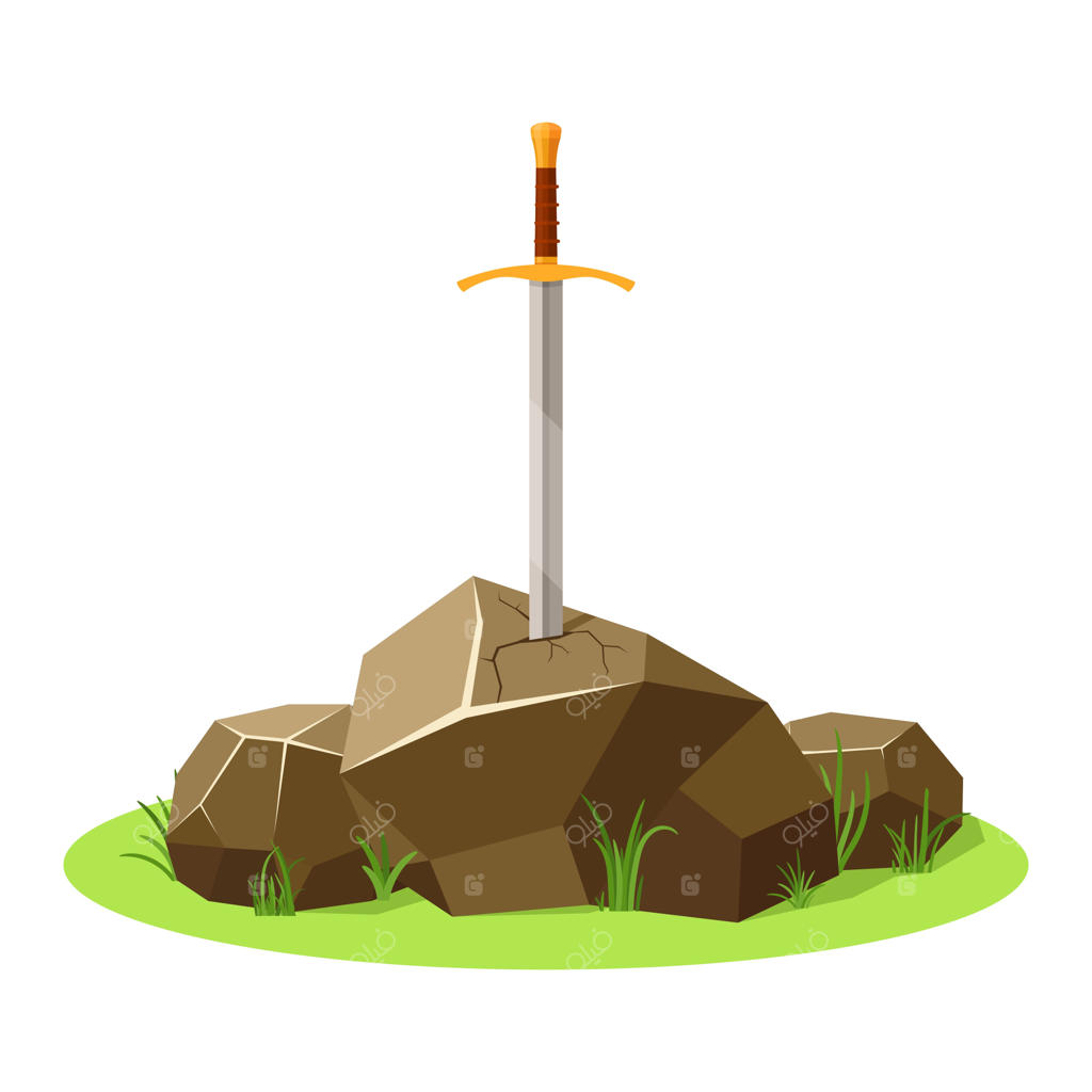 شمشیر در سنگ: شمشیر افسانه‌ای شاه آرتور، اکسل ‌لیبر. اسلحه‌های قرون وسطی و سنگ.