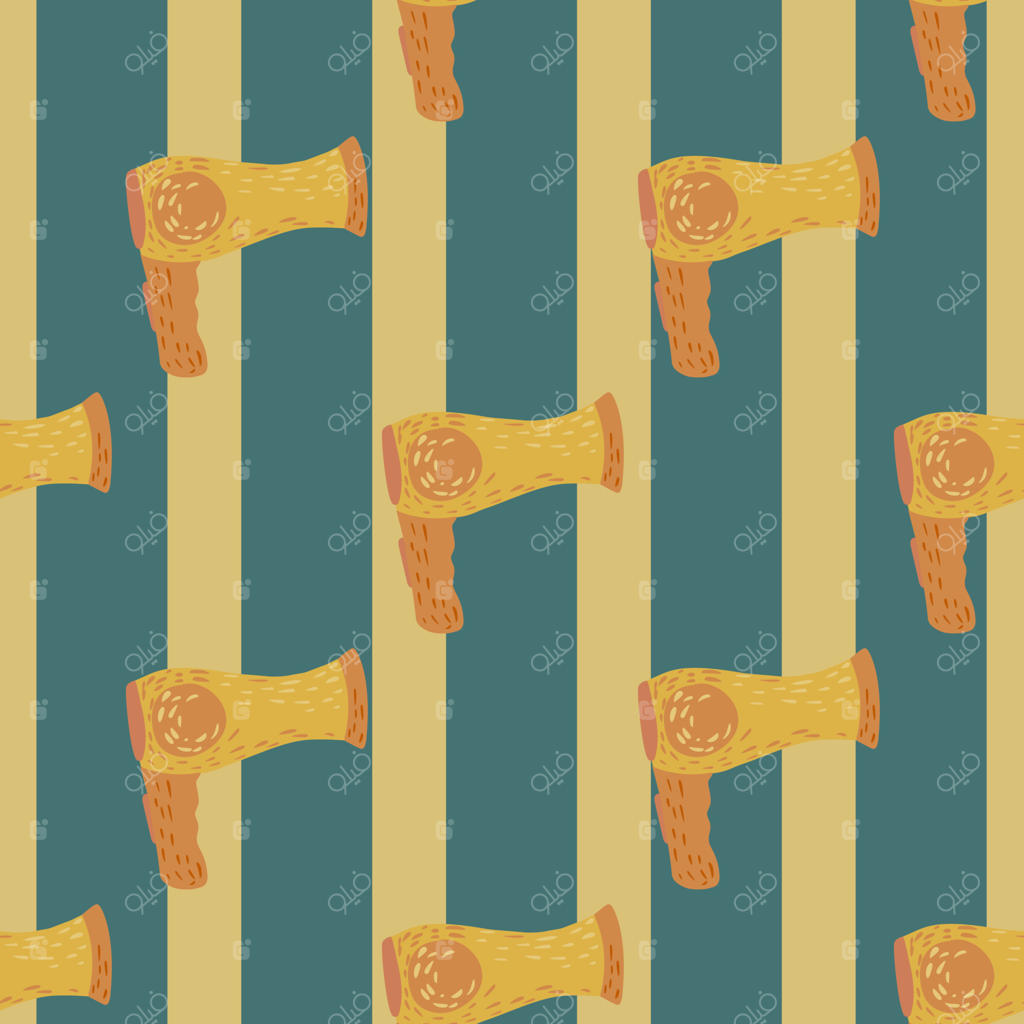 پترن یکپارچه سشوار برقی کلاسیک: پس‌زمینه‌ای با طرح‌های وسایل آرایشگاه به سبک طرح‌های دستی.