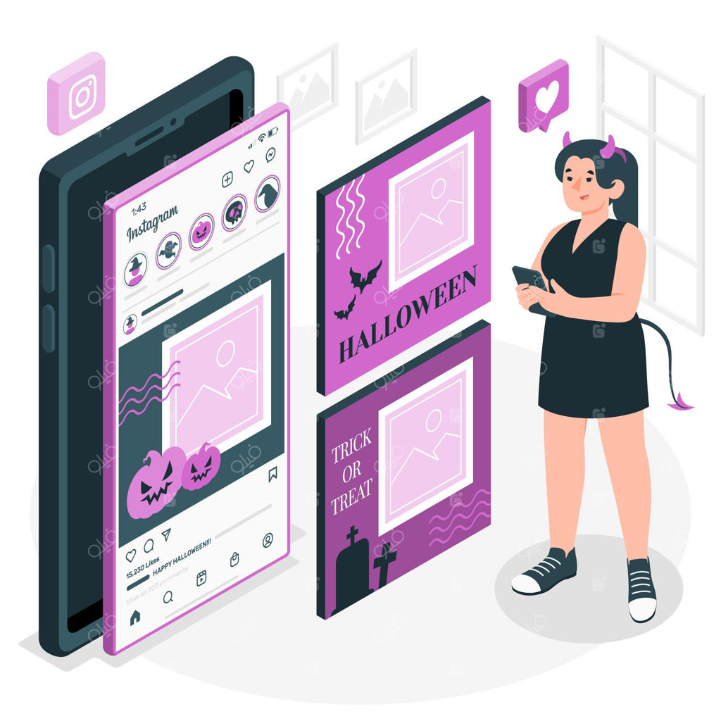 طرح مفهومی فید اینستاگرام برای هالووین