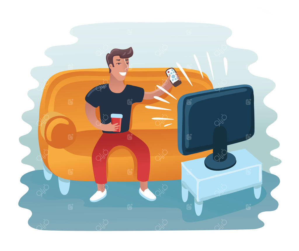 مردی در حال تماشای تلویزیون روی صندلی راحتی.