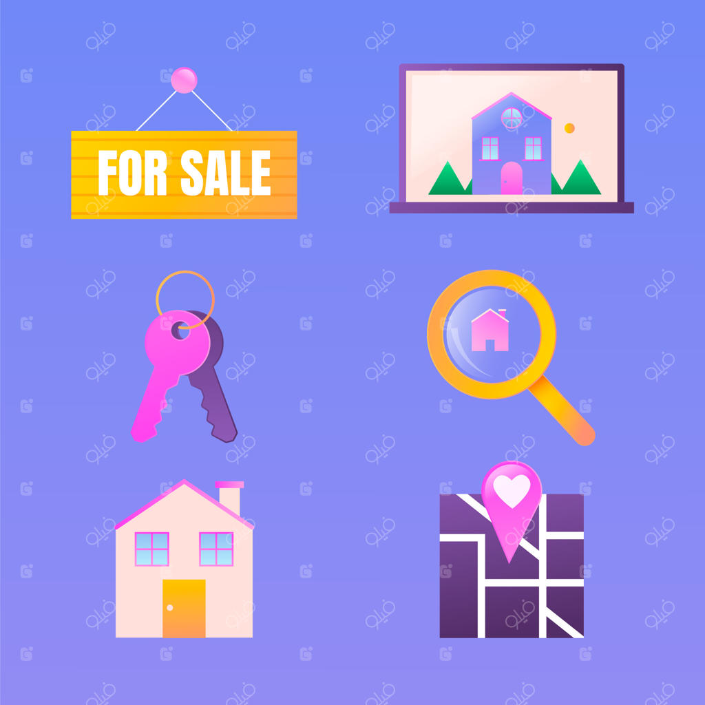 مجموعه عناصر طراحی املاک با گرادیانت