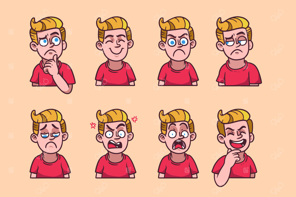 تصویرسازی دستی حالات چهره شخصیت