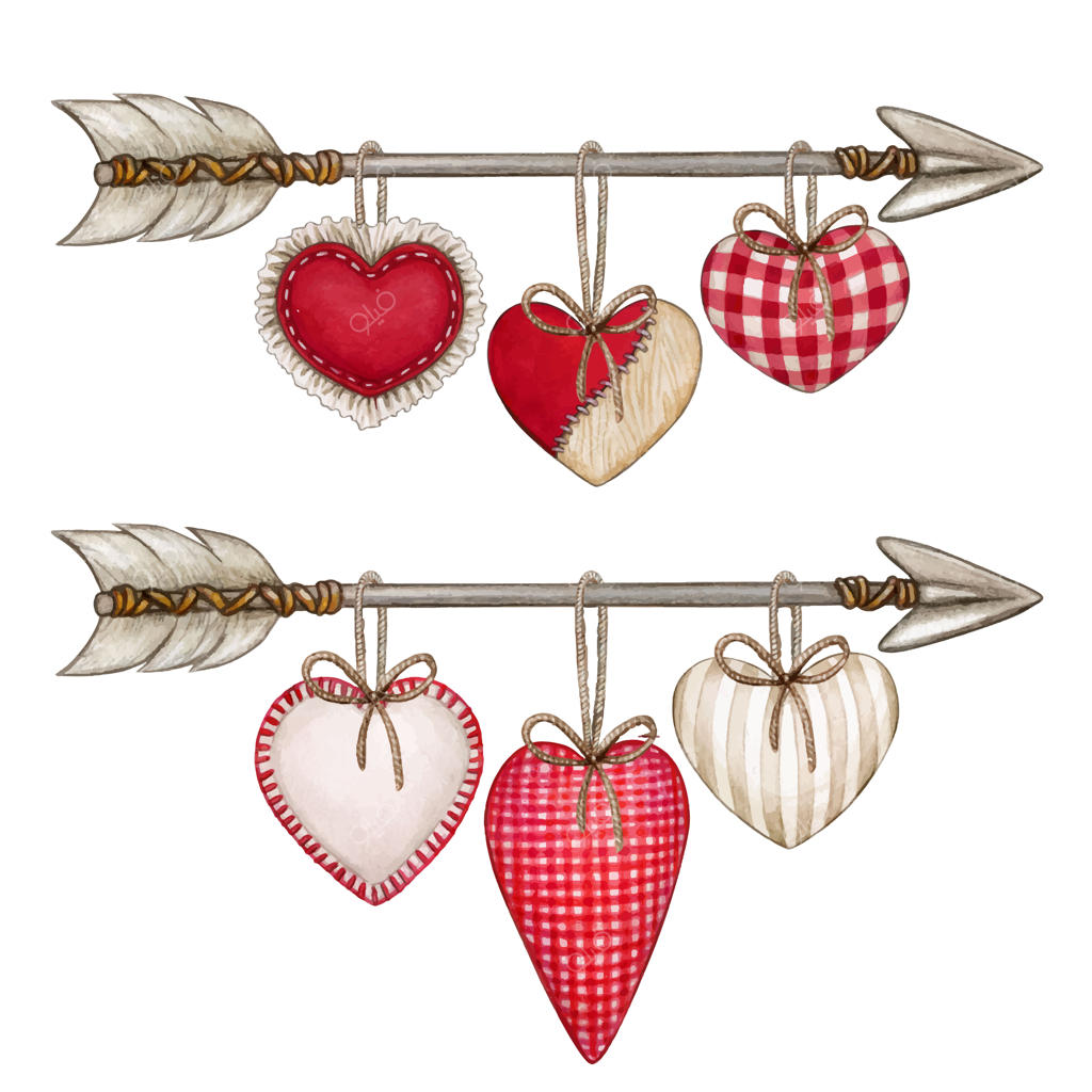 پیکان‌های عاشقانه روز ولنتاین با آبرنگ