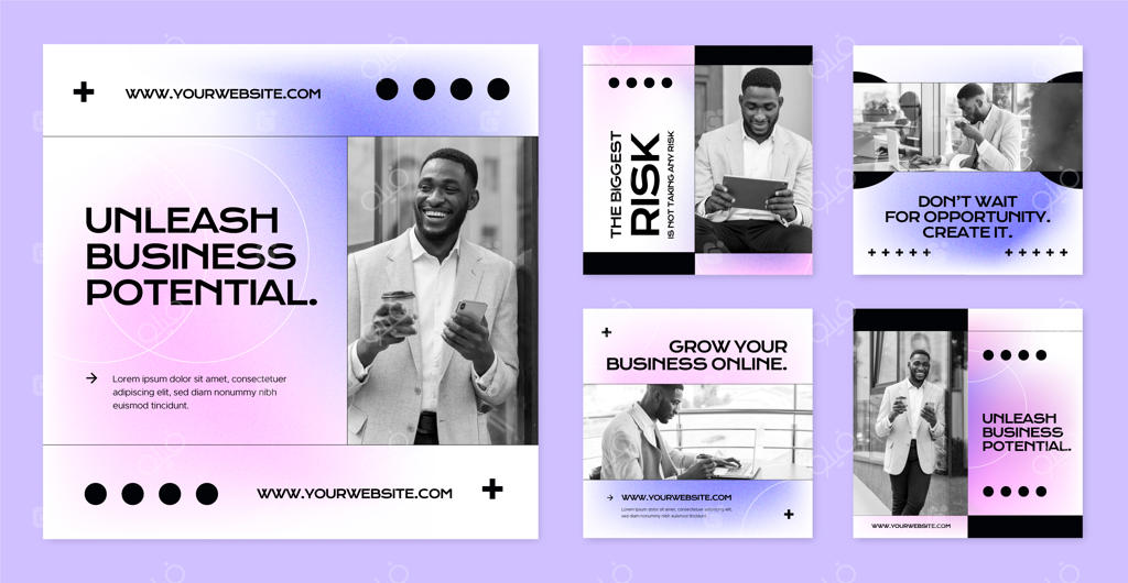 قالب تجاری با طراحی گرادینت و بافت دانه‌ای