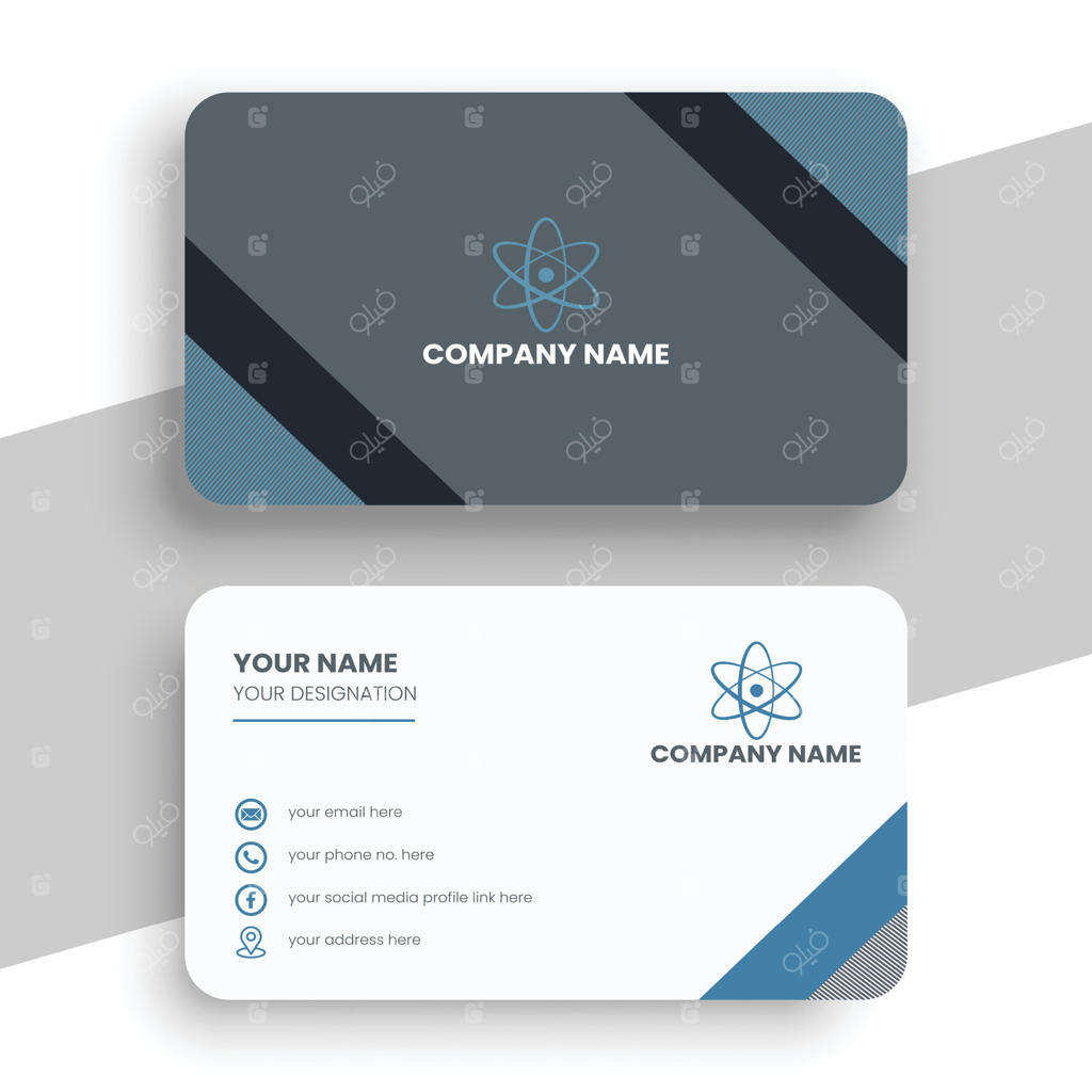 قالب کارت ویزیت آبی و خاکستری آماده چاپ