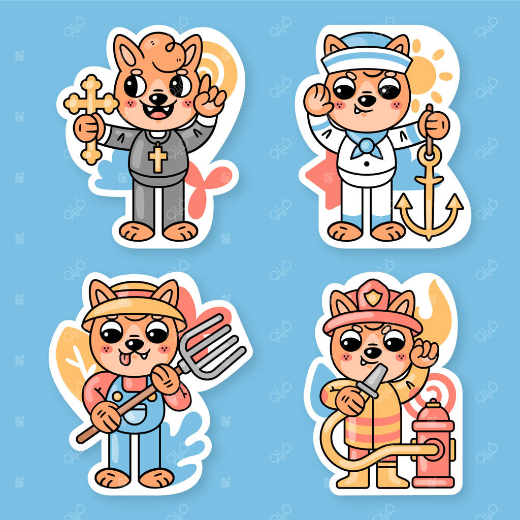 مجموعه برچسب‌های شغلی با فرد روباهه