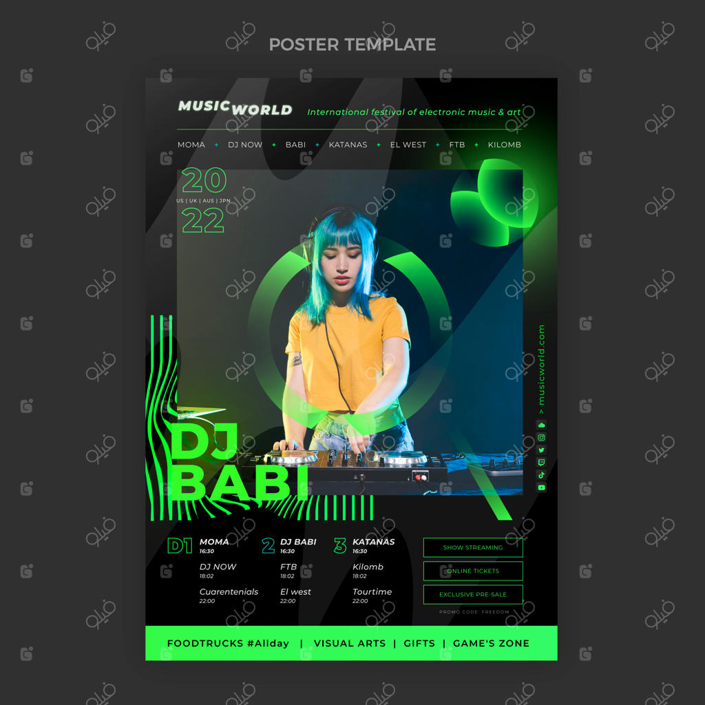 پوستر فستیوال موسیقی با بافت گرادیان