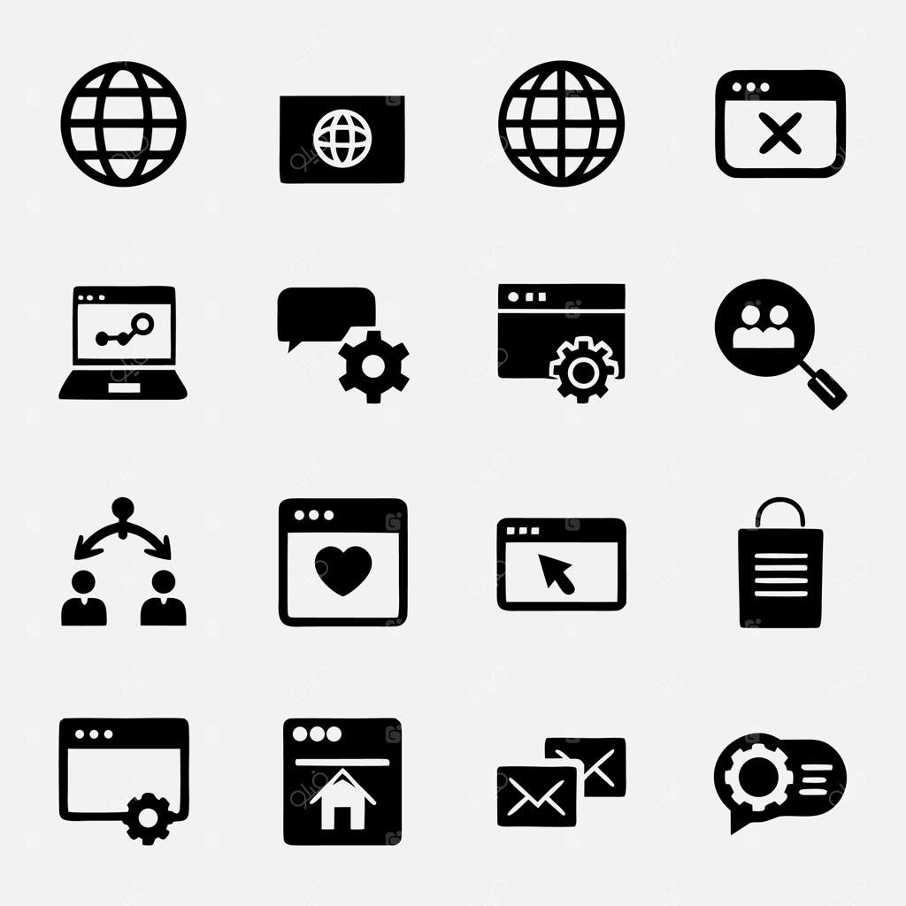 مجموعه آیکون‌های مرتبط با وب‌سایت و اینترنت