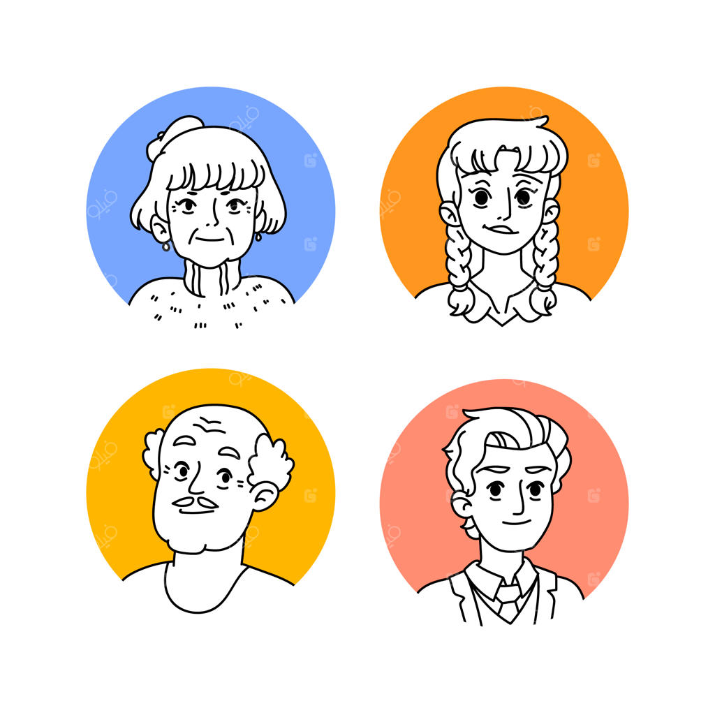 مجموعه‌ای از تصویرگری آواتارهای دست‌کشیده برای شبکه‌های اجتماعی