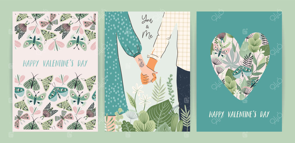 مجموعه تصویرسازی‌های وکتور عاشقانه زن و مرد؛ طرح مفهومی داستان عشق و رابطه برای روز ولنتاین و سایر مناسبت‌ها