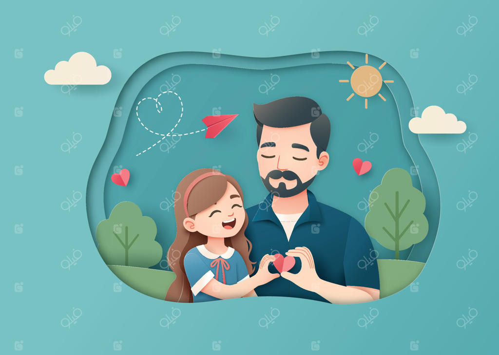 لحظه شیرین خانوادگی: شکل قلب با دستان پدر و دختر