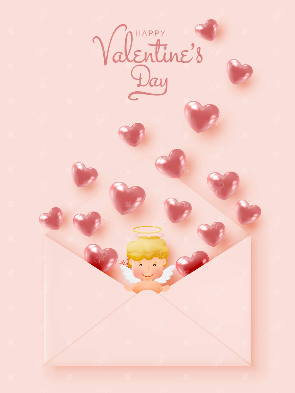 روز ولنتاین مبارک همراه با طرح هنری سه‌بعدی و تصویری از عشق کوچک