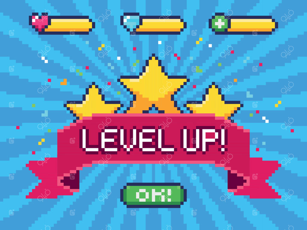 صفحه ارتقاء سطح. دستاورد بازی ویدیویی پیکسلی، رابط کاربری بازی‌های 8 بیتی و پیشرفت سطح بازی