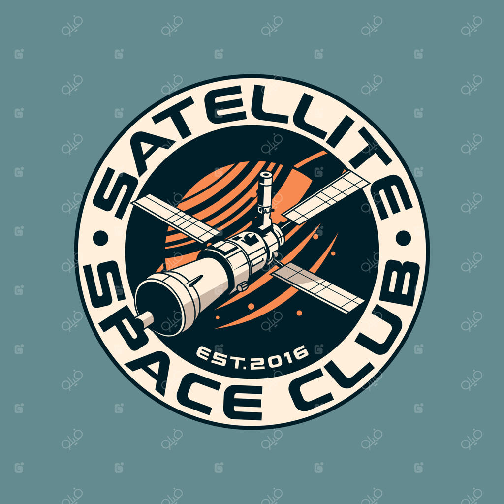 لوگوی وینتیج و نوستالژی موشک و ماهواره کهکشان