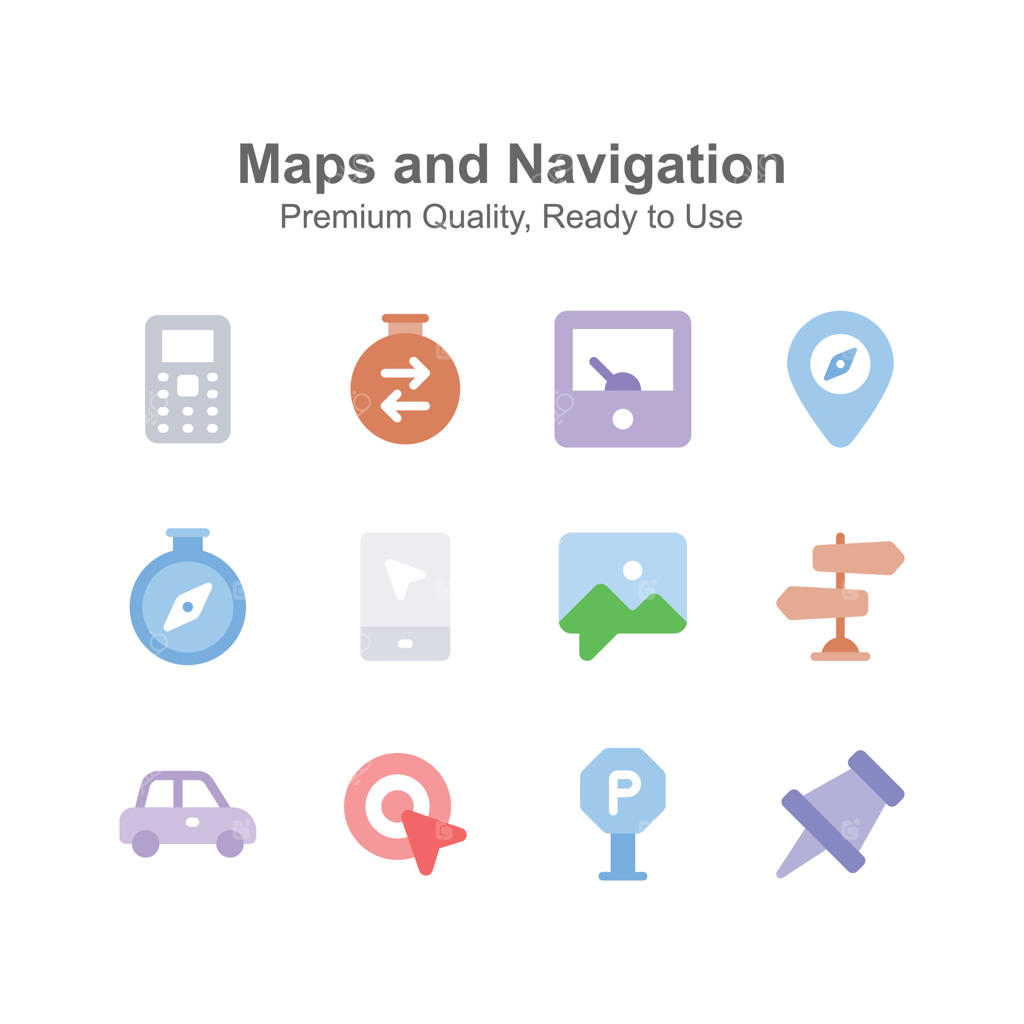 طراحی عالی نقشه‌ها و نمادهای ناوبری برای استفاده ویژه و پریمیوم