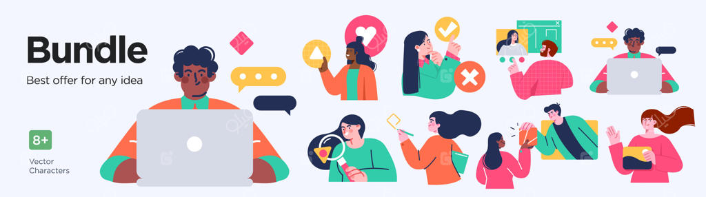 مجموعه‌ای از تصاویر مفهومی کسب و کار: صحنه‌هایی از افراد در فعالیت‌های تجاری