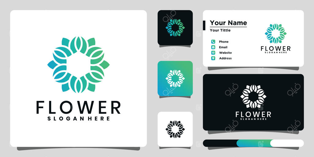 طراحی لوگوی گل‌های شیک با سبک دایره‌ای