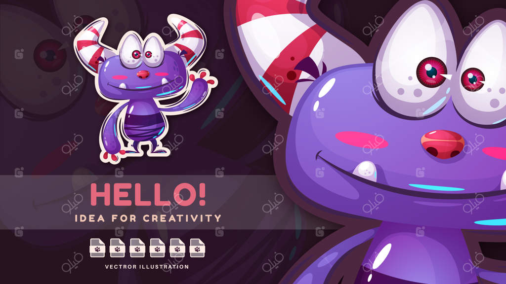 برچسب هیولای ترسناک و بامزه شخصیت کارتونی