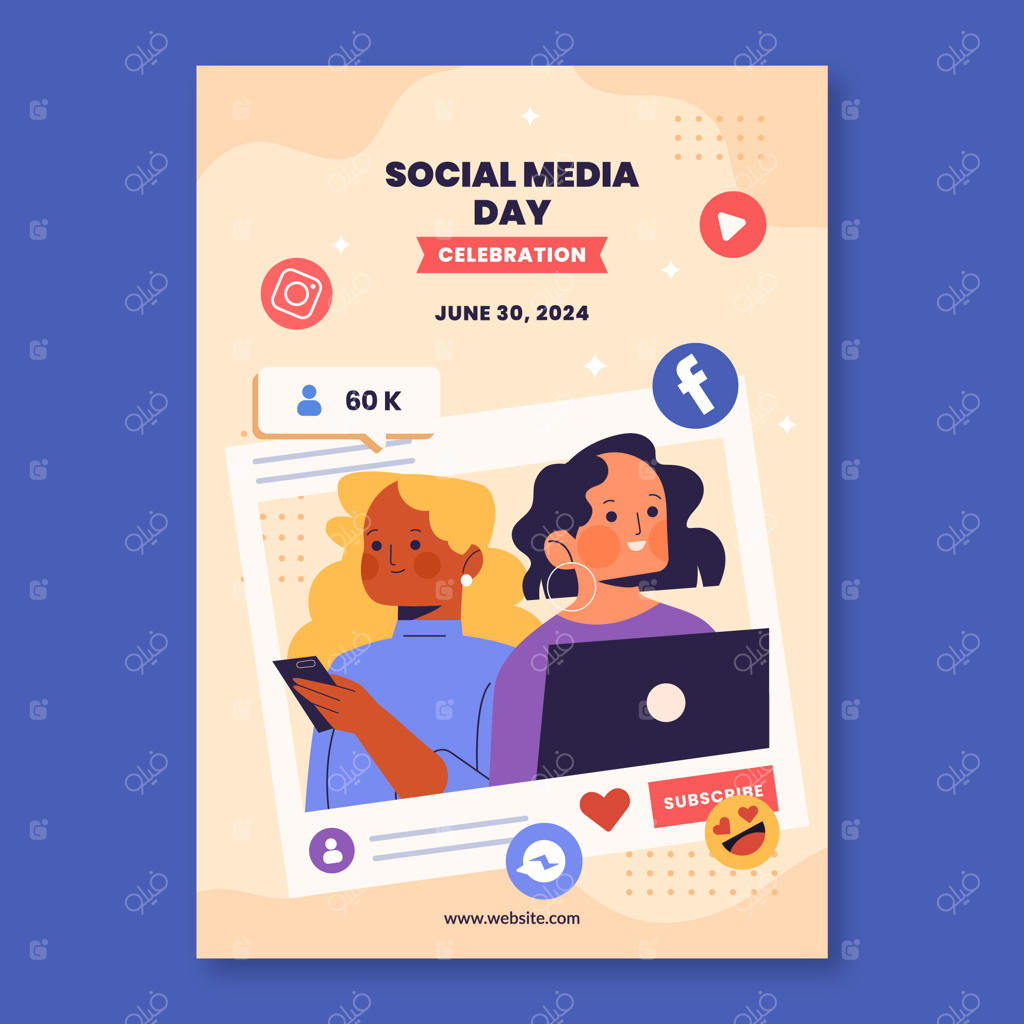 قالب پوستر عمودی برای جشن روز شبکه‌های اجتماعی