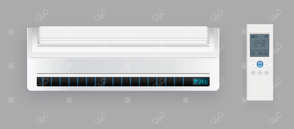 سیستم تهویه مطبوع با کنترل از راه دور: بلوک سرمایش و گرمایش دستگاه تهویه. قالب تجهیزات فناوری الکترونیکی آب و هوا.