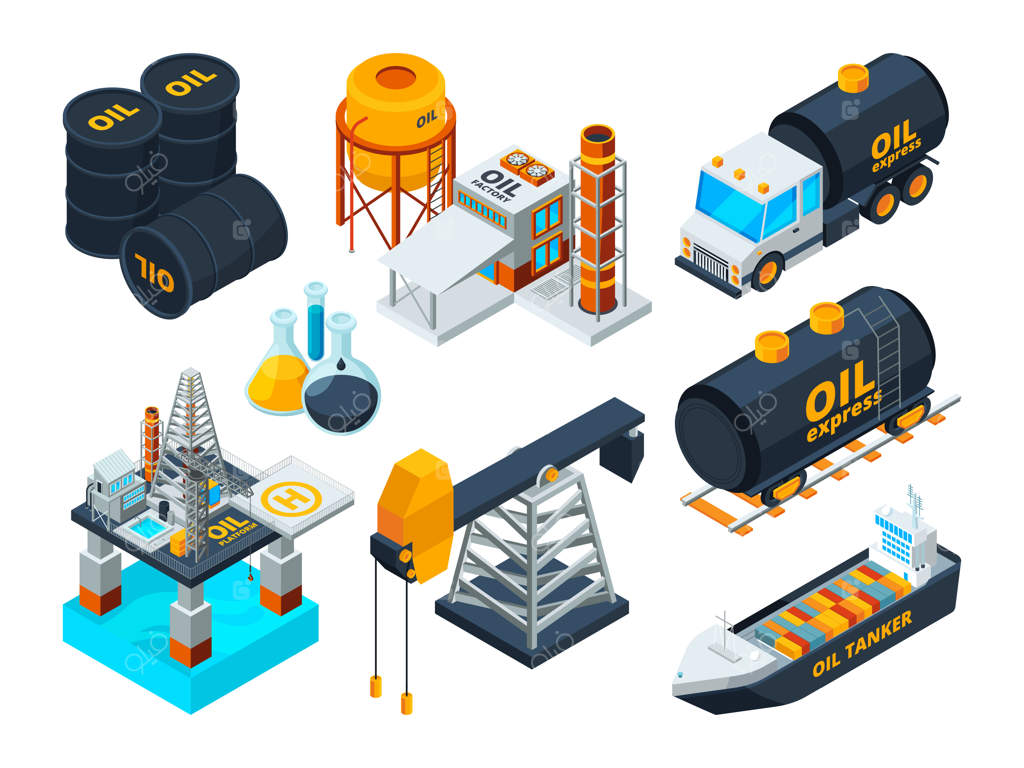 پالایش نفت و گاز: مجموعه تصاویر ایزومتریک