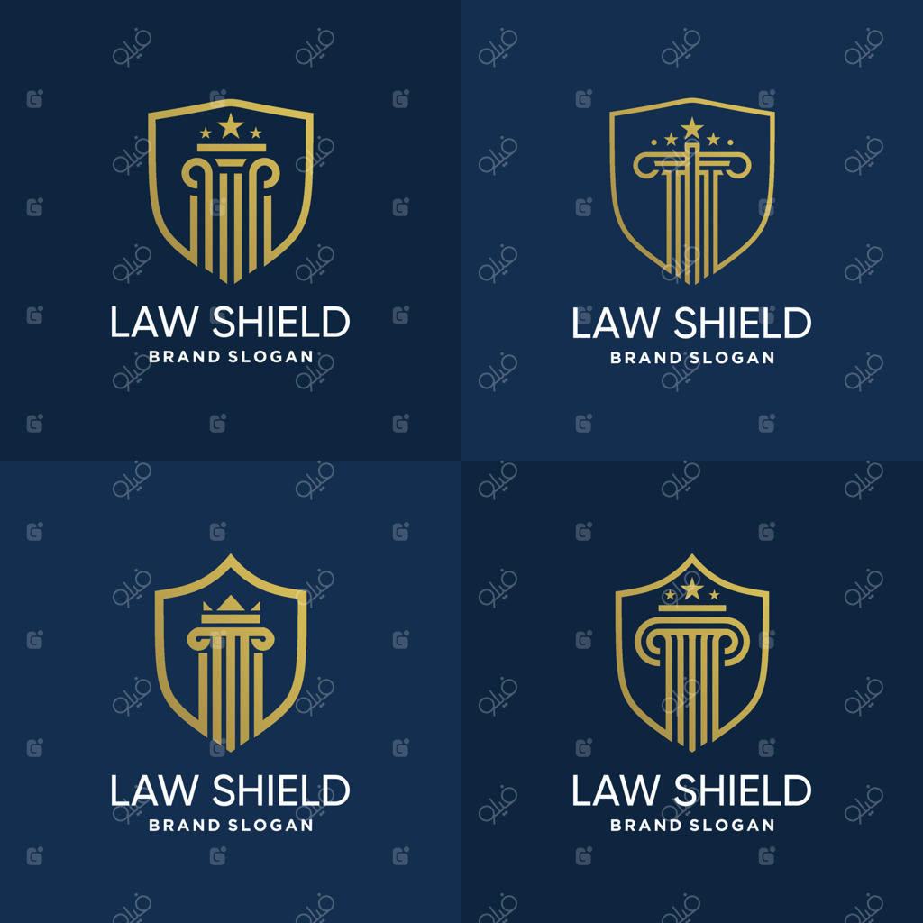 مجموعه لوگوی سپر قانون با سبک جدید وکتور پریمیوم