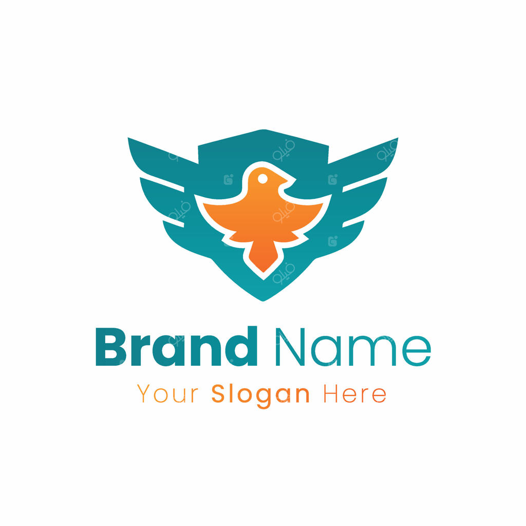طراحی لوگوی مدرن و شیک با عناصر پرنده و سپر