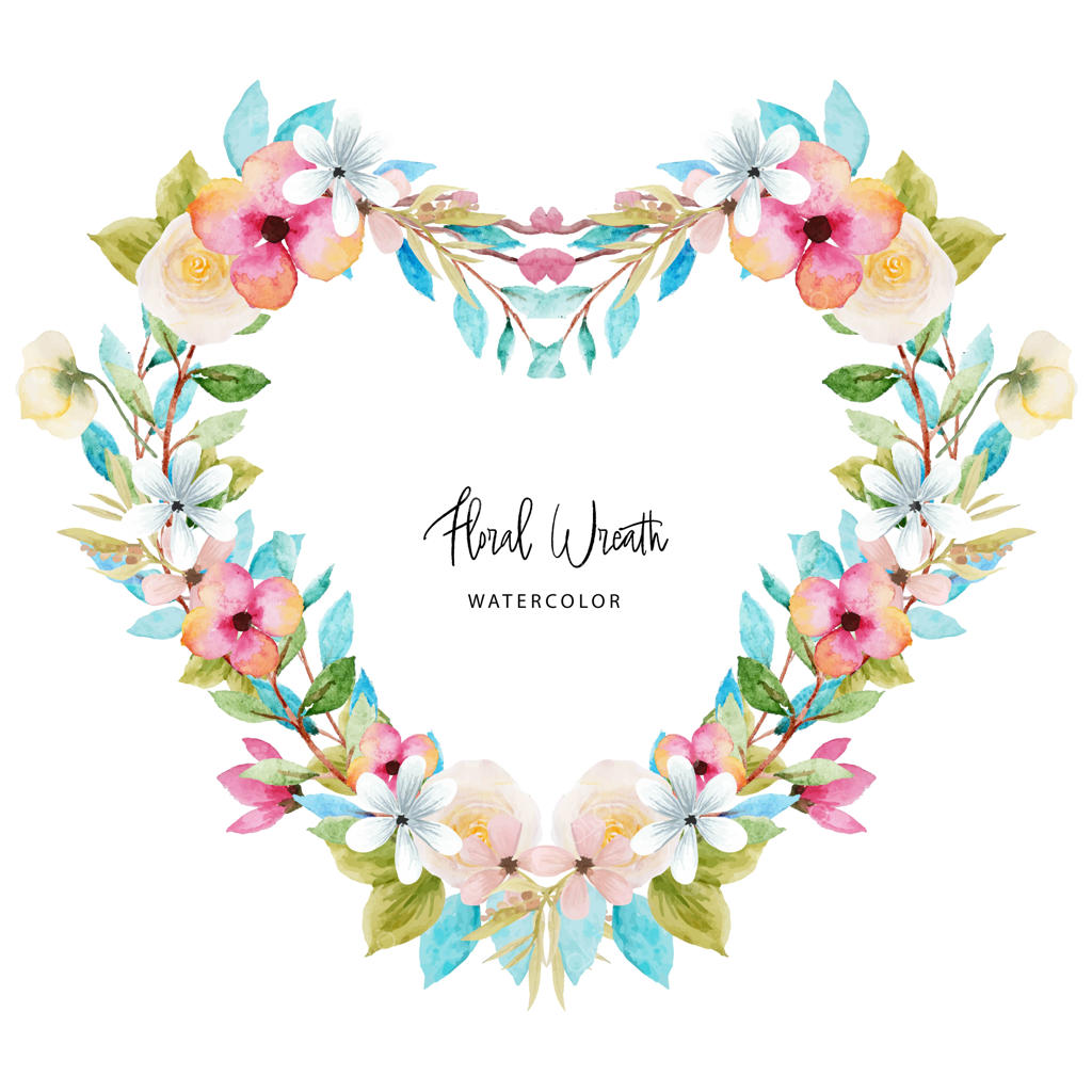 حلقه عشق گلدار با آبرنگ‌های رنگارنگ و زیبا