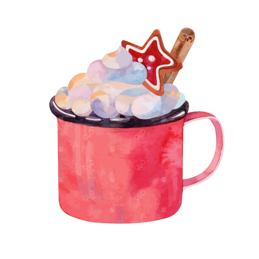 تصویرسازی فنجان آبرنگی کریسمس