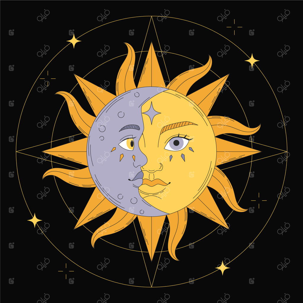 طرح و تصویر خورشید و ماه