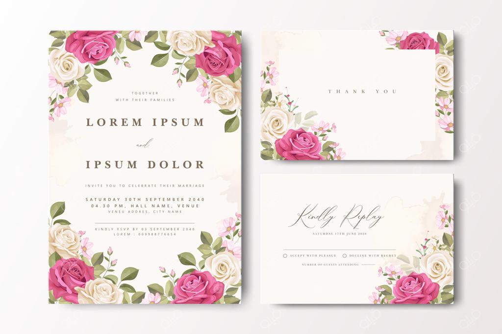 مجموعه دعوتنامه عروسی گل‌دار شگفت‌انگیز برای رویدادهای خاص - پرو وکتور